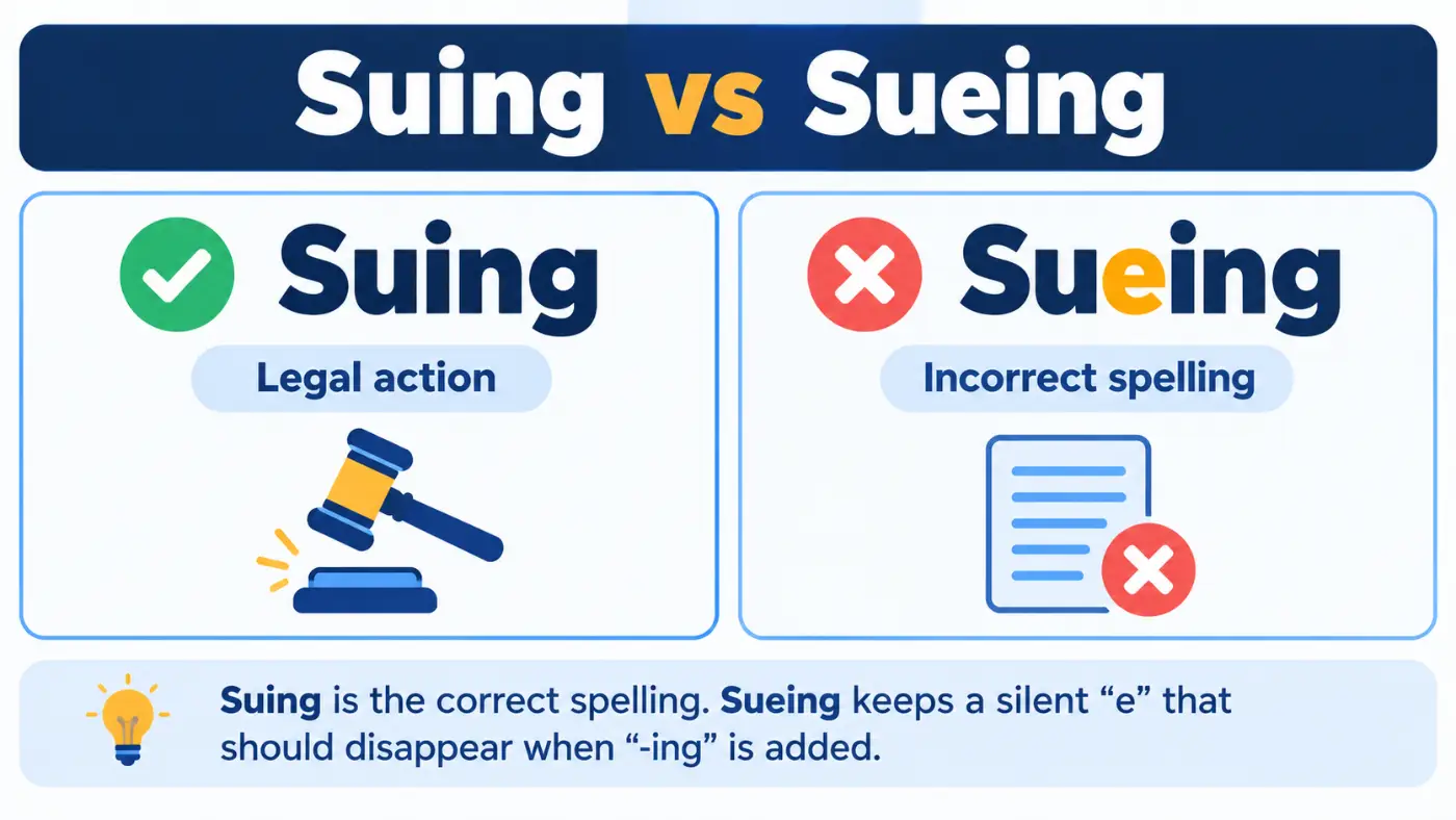 Suing vs Sueing